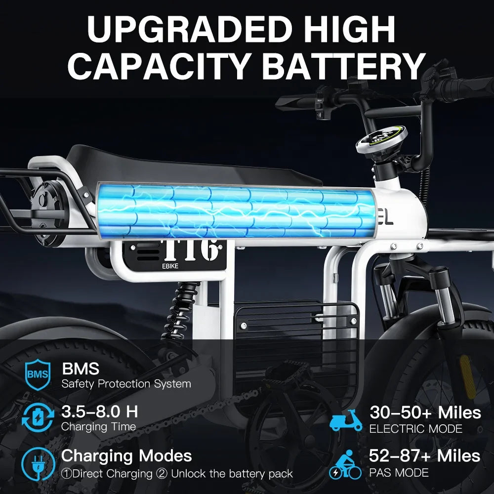 KTX-580115 Electric Fat Tire Bike with Full Suspension, 1000W Motor, 48V Lithium Battery, 150km Range, 20" Wheels, Hydraulic Disc Brakes