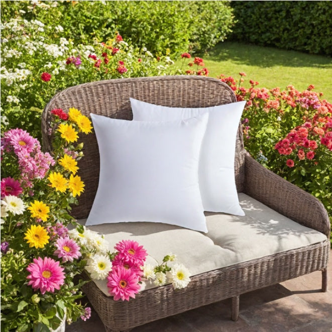 KTX-580371 White Square Throw Pillow Set with Two Sizes: 18"x18" and 20"x20"