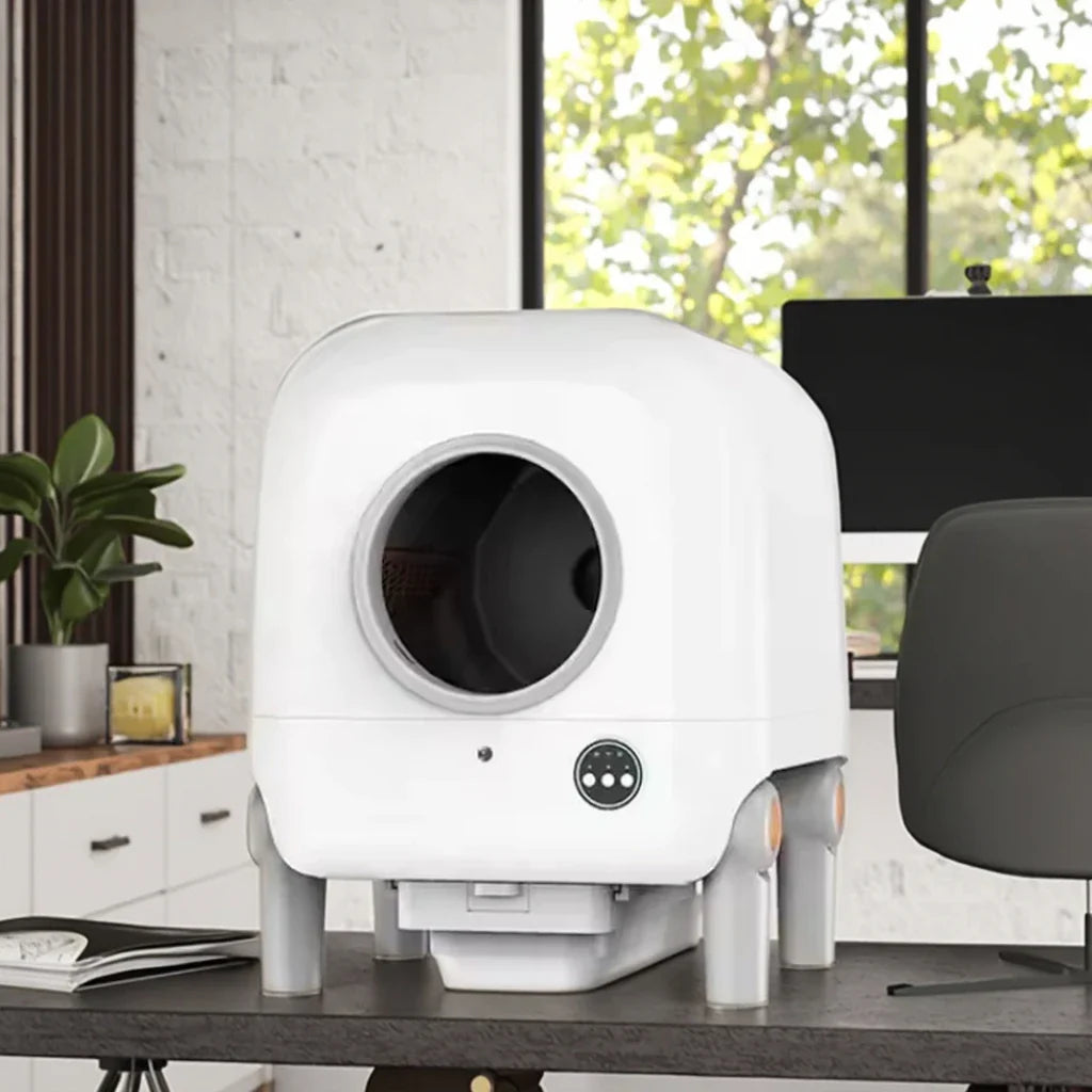 KTX-581011 Automatic XL Cat Litter Box with WiFi Control and Easy Clean Design, Stainless Steel and Plastic Construction