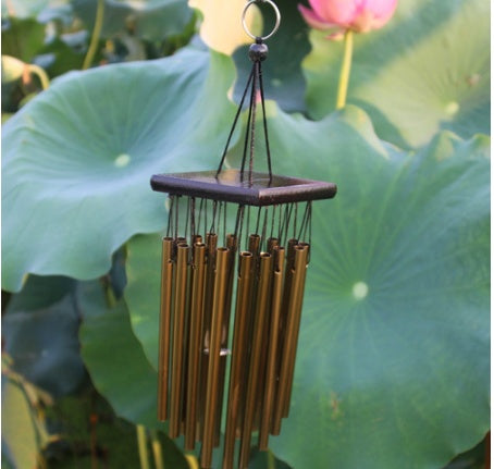 KTX-581267 Bronze Metal Wind Chimes with Fish Design - 65 cm