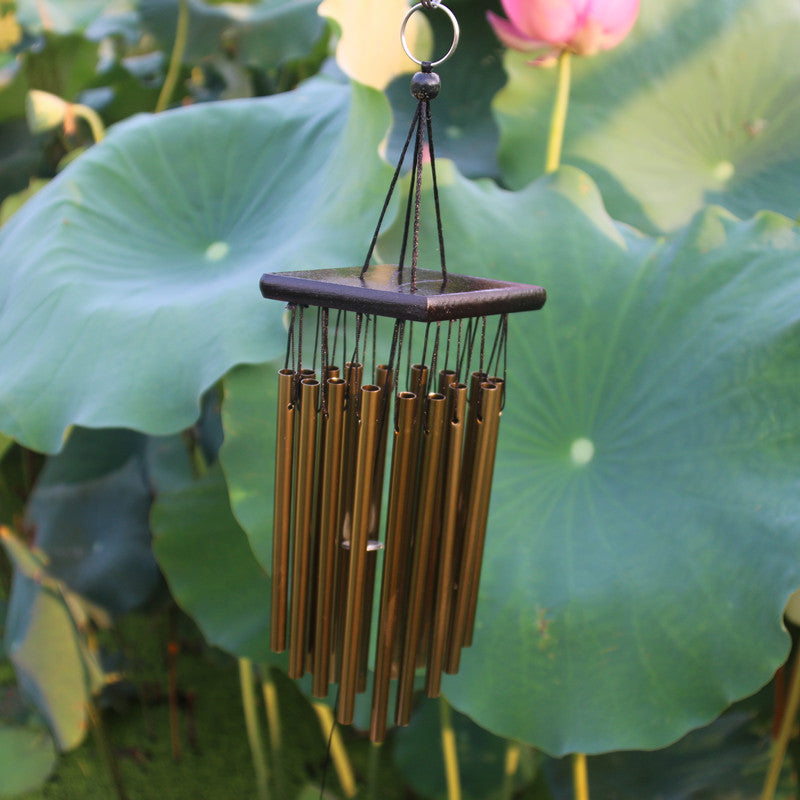 KTX-581267 Bronze Metal Wind Chimes with Fish Design - 65 cm