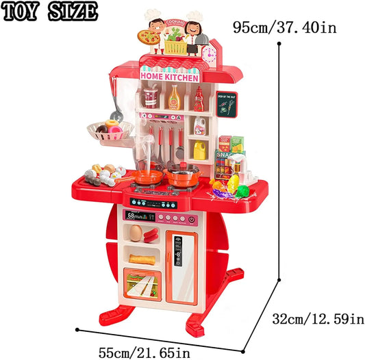 KTX-581395 Kids Play Kitchen Set - 95cm Cooking Simulation Toy for Ages 2 to 14