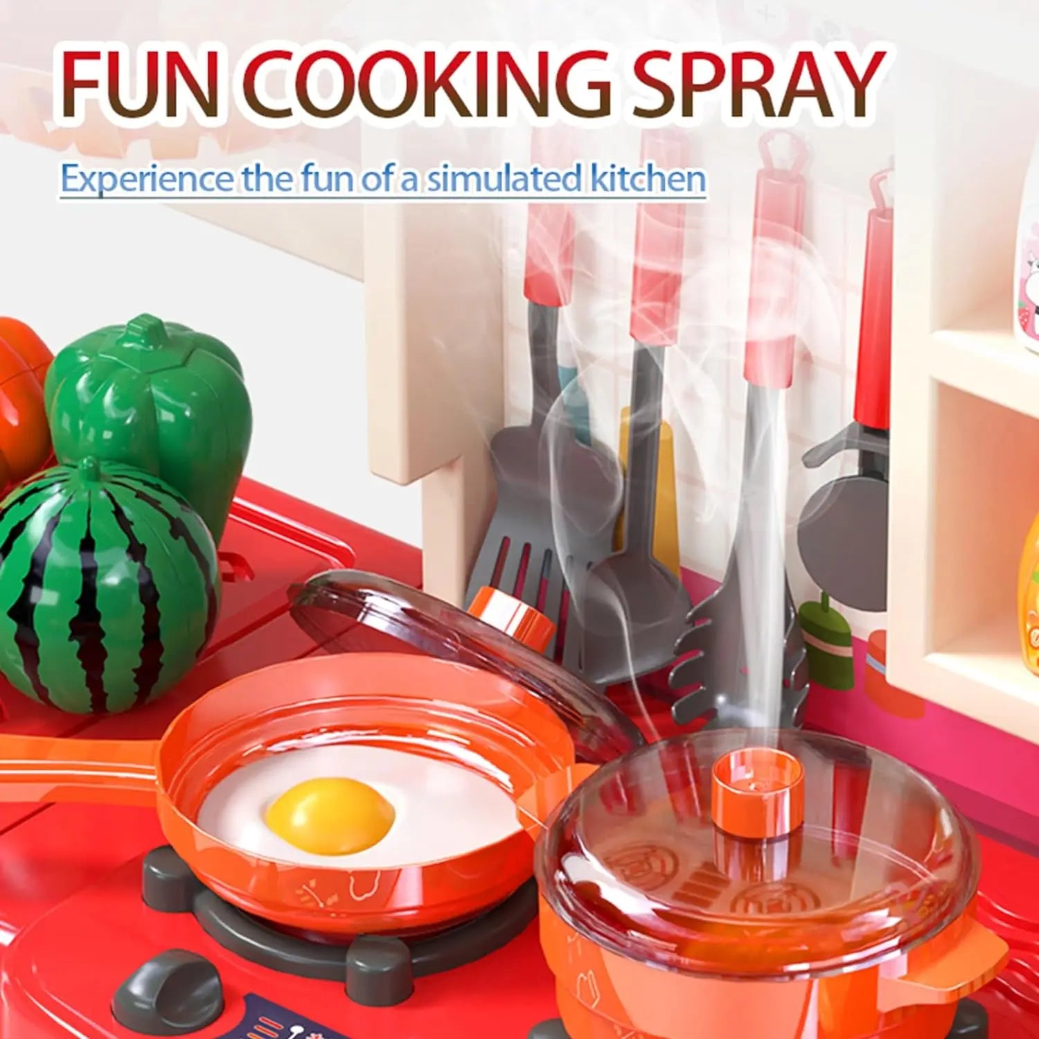 KTX-581395 Kids Play Kitchen Set - 95cm Cooking Simulation Toy for Ages 2 to 14