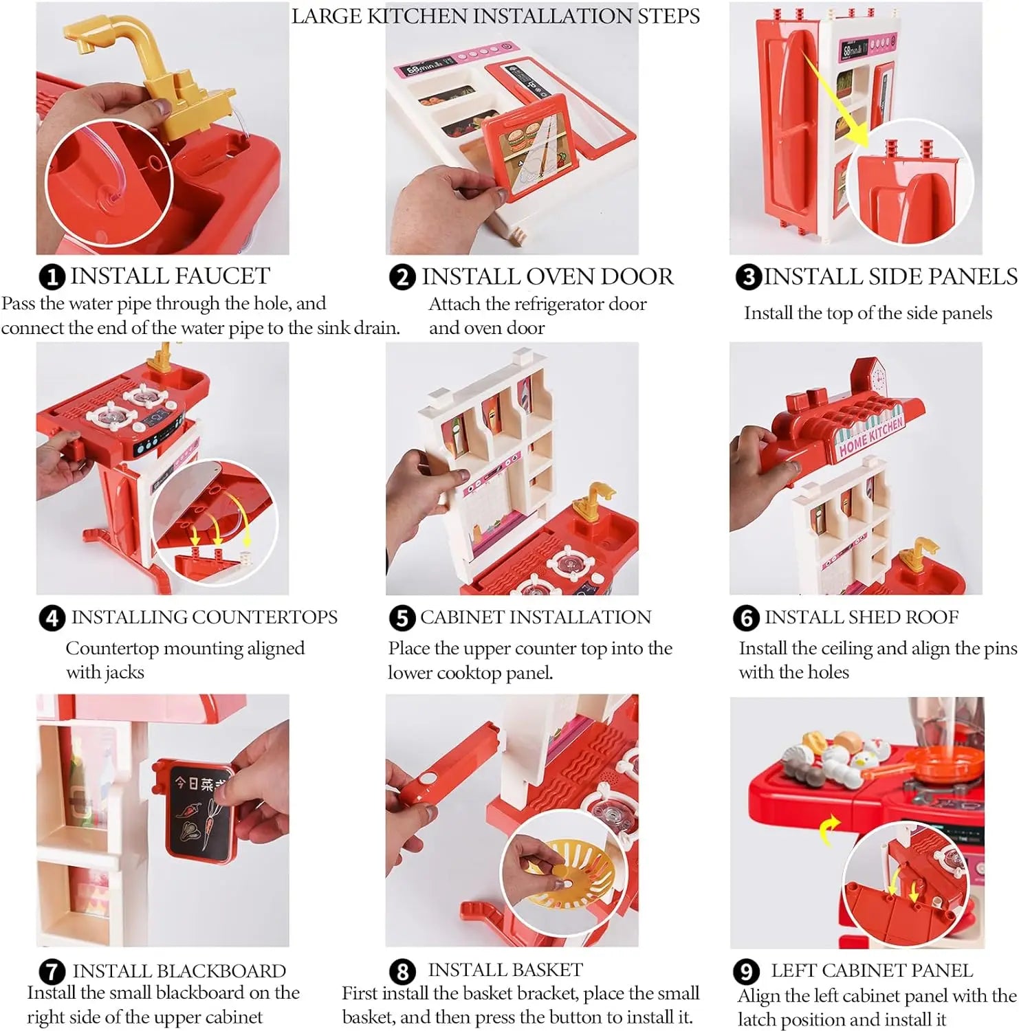 KTX-581395 Kids Play Kitchen Set - 95cm Cooking Simulation Toy for Ages 2 to 14