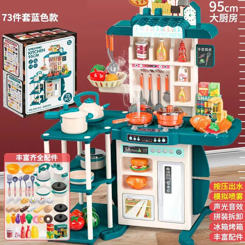 KTX-581395 Kids Play Kitchen Set - 95cm Cooking Simulation Toy for Ages 2 to 14