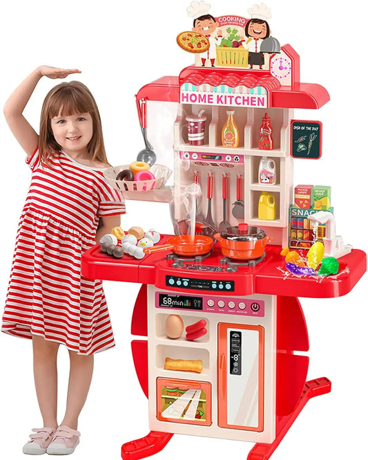 KTX-581395 Kids Play Kitchen Set - 95cm Cooking Simulation Toy for Ages 2 to 14