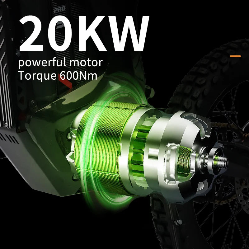 KTX-581651 Powerful 72V 20000W Lithium Mid-drive Electric Dirt Bike with 150KM Range, Hydraulic Disc Brake, Full Suspension, 45Ah Battery