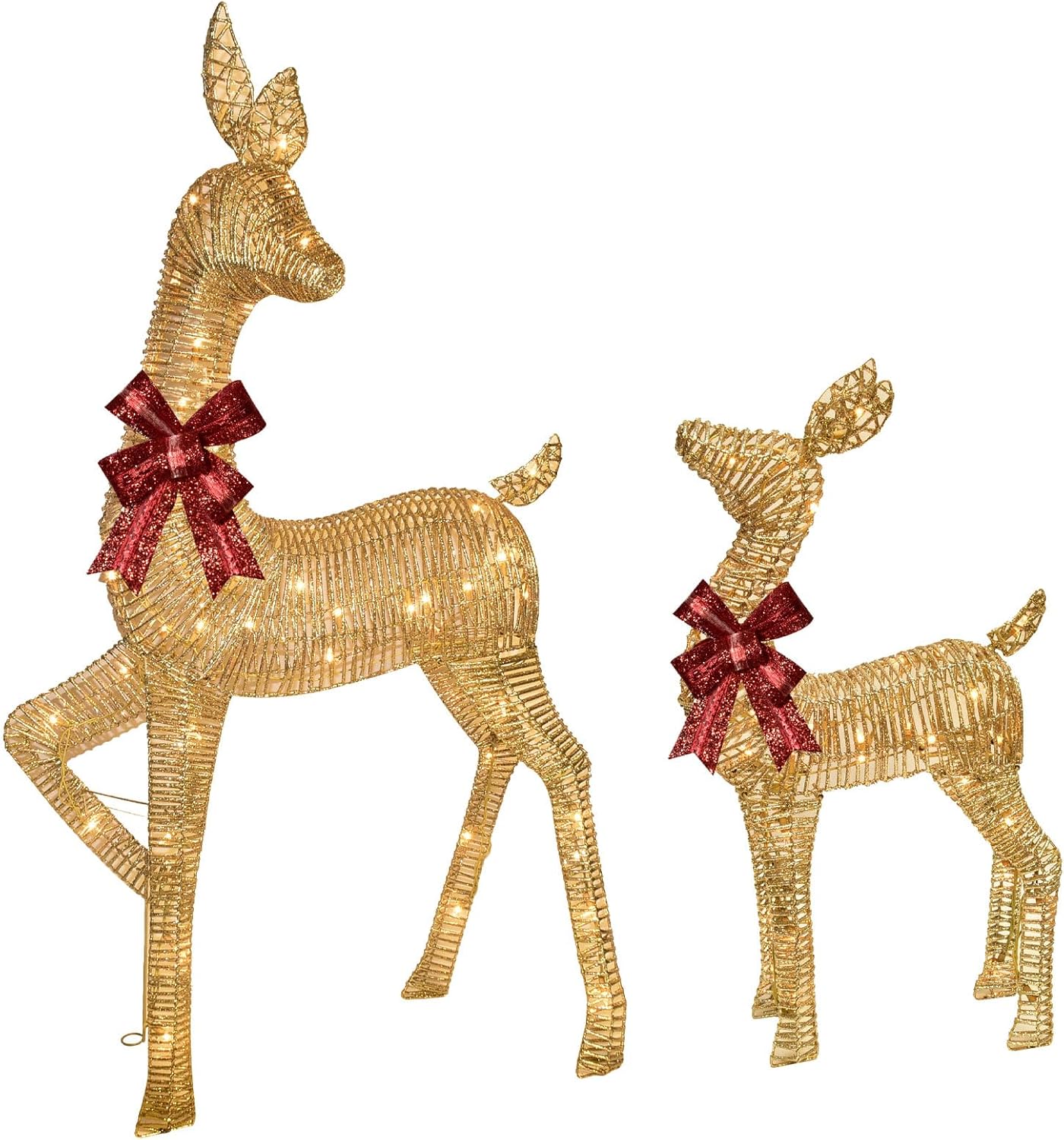 KTX-581907 3-Piece Lighted Outdoor Reindeer Family Set with 145 LED Lights - Elegant Holiday Yard Decoration
