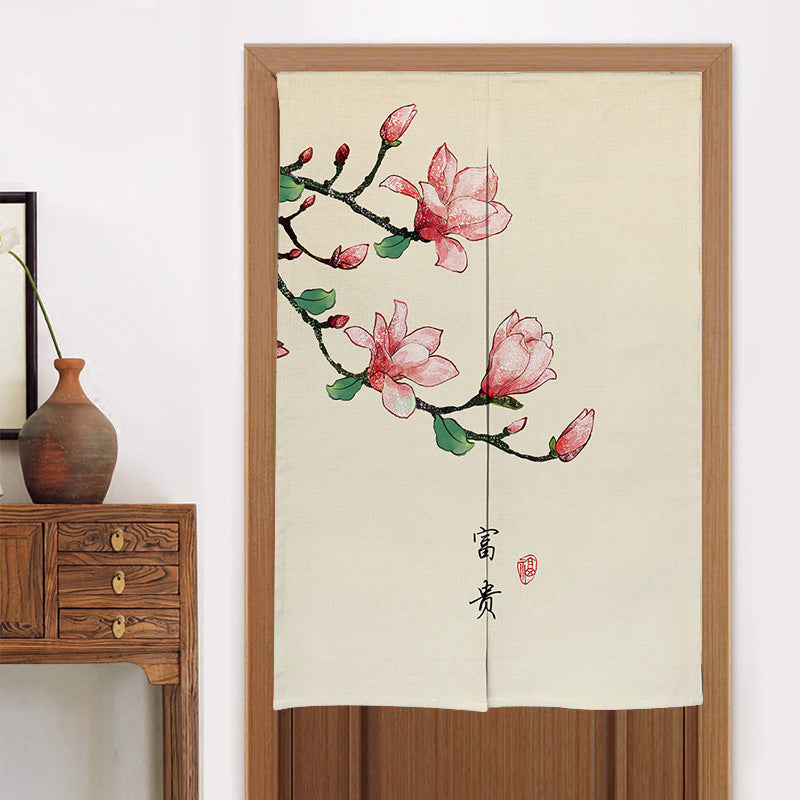 KTX-582419 Elegant Chinese Style Fabric Door Curtain - Multiple Size Options Available
