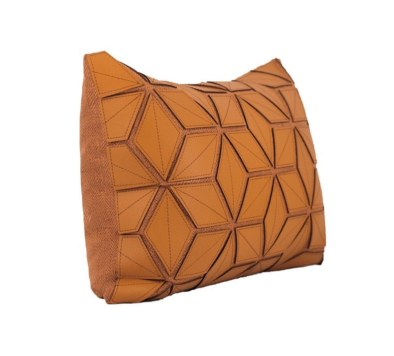 KTX-582547 Geometric Plant and Flower Leather Rectangular Waist Pillow 33x50 cm