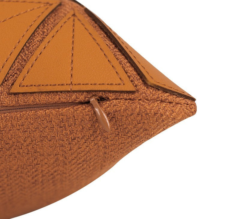 KTX-582547 Geometric Plant and Flower Leather Rectangular Waist Pillow 33x50 cm