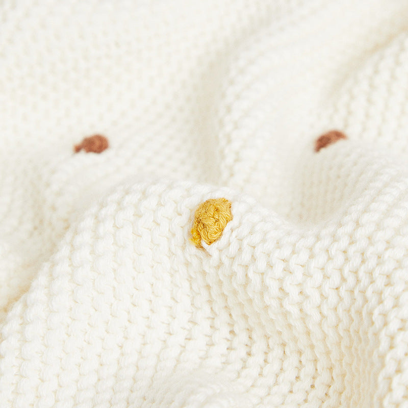 KTX-582867 Cotton Crocheted Air Conditioning Blanket in Spot Beige - Korean Style, All-Season Use