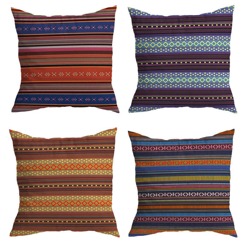 KTX-583699 Retro Bohemian Striped Pillow Cushion Cover, 45x45CM, Polyester-Cotton Blend