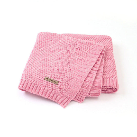 KTX-584851 Cozy Solid Color Knitted Blanket for Newborns in Soft Acrylic, 100x80cm