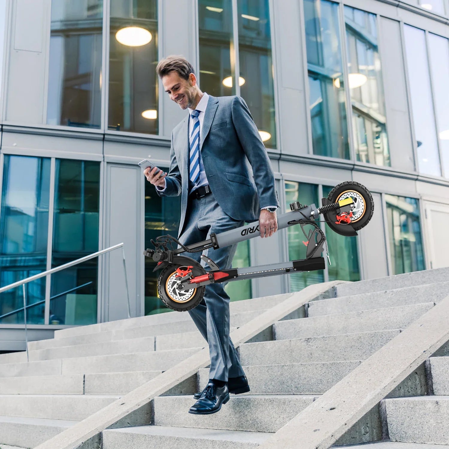 KTX-585043 Foldable 10-Inch Electric Scooter with 250W Motor, Max Speed 25km/h, 25-30km Range, Full Suspension, Waterproof, Lightweight Design