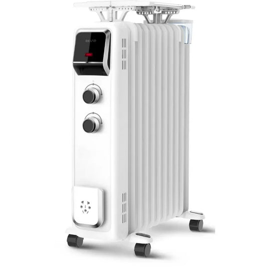 KTX-585939 Portable Oil-Filled Radiator with Adjustable Thermostat and Remote Control for Efficient Heating in Bedrooms and Living Rooms