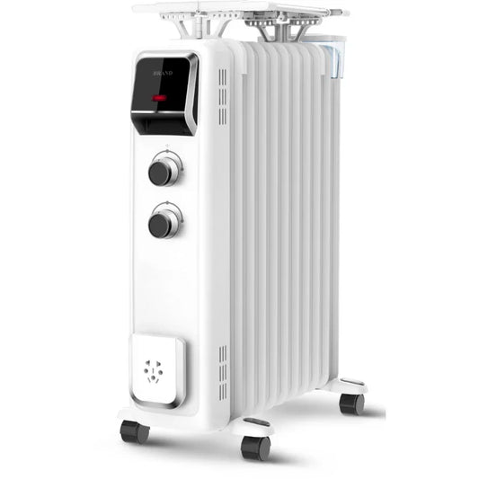 KTX-585939 Portable Oil-Filled Radiator with Adjustable Thermostat and Remote Control for Efficient Heating in Bedrooms and Living Rooms