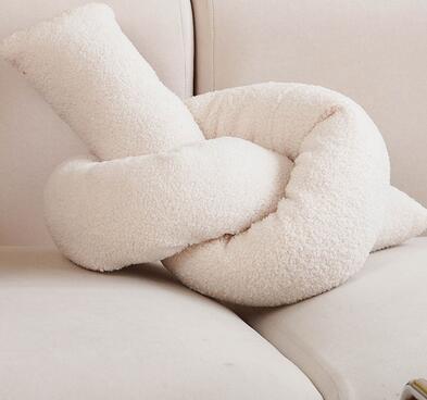 KTX-586003 Velvet Geometric Shape Loop Pillow - Soft Cushions for Living Room and Sofa, Various Colors Available