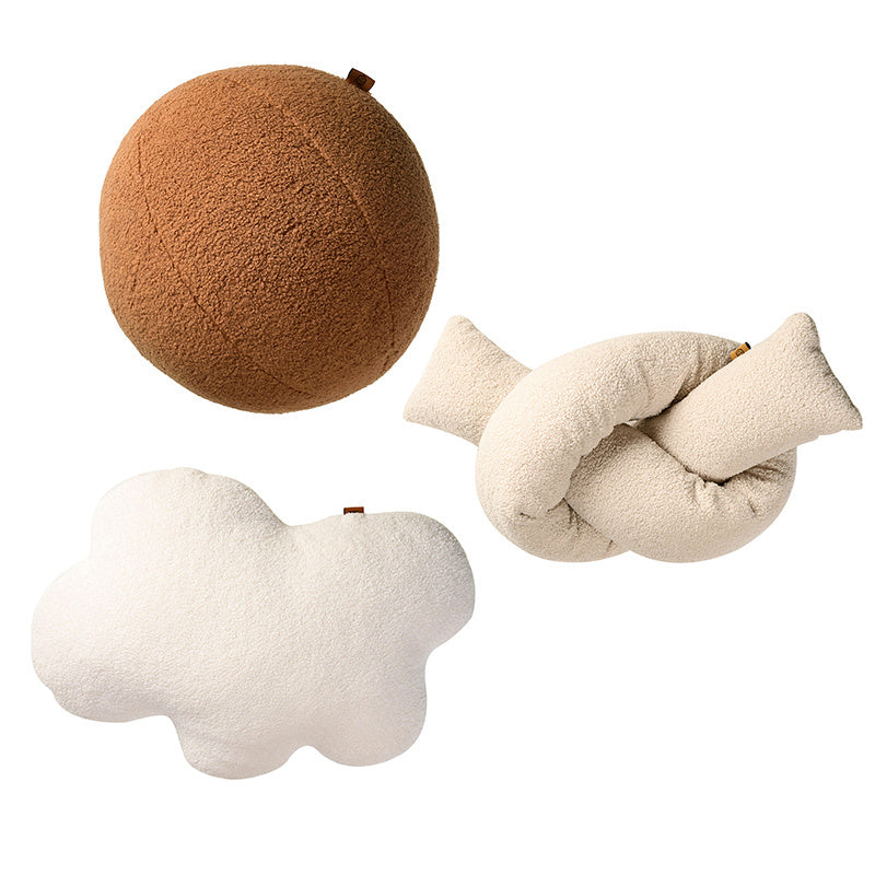 KTX-586003 Velvet Geometric Shape Loop Pillow - Soft Cushions for Living Room and Sofa, Various Colors Available