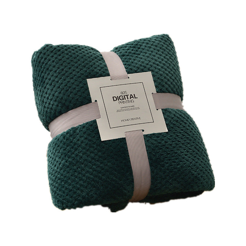 KTX-586131 Coral Fleece Blanket with Geometric Pineapple Mesh Pattern in Multiple Colors