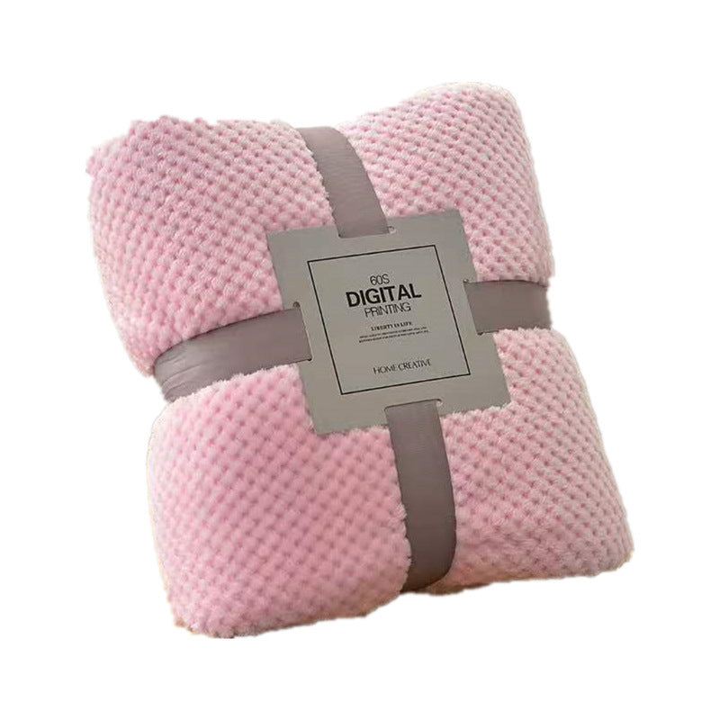KTX-586131 Coral Fleece Blanket with Geometric Pineapple Mesh Pattern in Multiple Colors