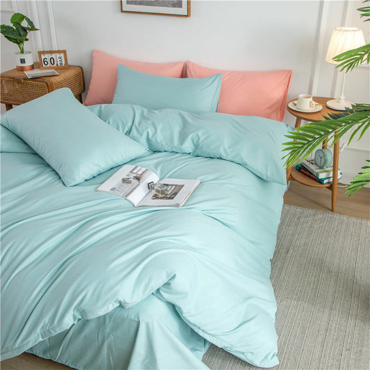 KTX-586323 Washed Cotton Japanese Plaid 4-Piece Bedding Set in Multiple Colors and Sizes