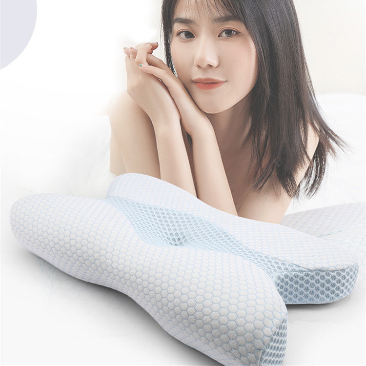 KTX-587475 Bamboo Charcoal Butterfly Shaped Memory Foam Neck Pillow, 100% Slow Rebound Material, 58x33x8/11 cm