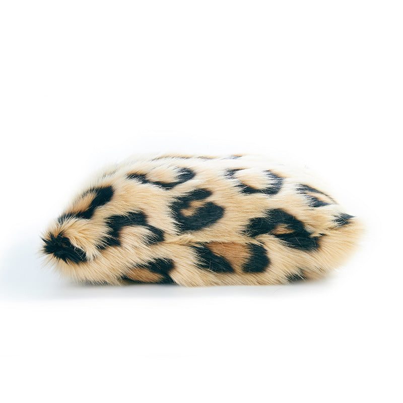 KTX-587859 Leopard Print Double-Sided Pillowcase - Nordic Style Plush Cushion with PP Cotton Filling