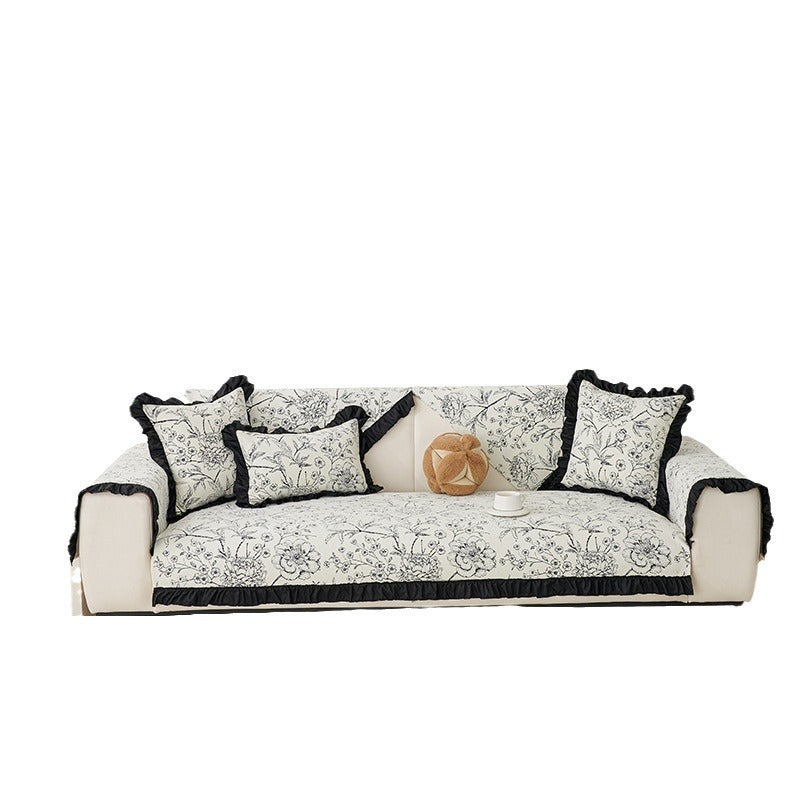 KTX-588371 Chenille Sofa Cushion Cover in Floral Patterns - Modern Non-Slip Design for All Seasons