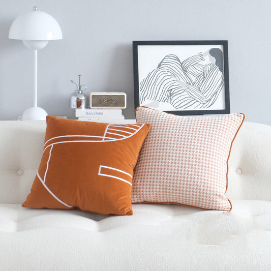 KTX-588627 Nordic Modern Minimalist Houndstooth Plush Pillow Cushion with Removable Cover