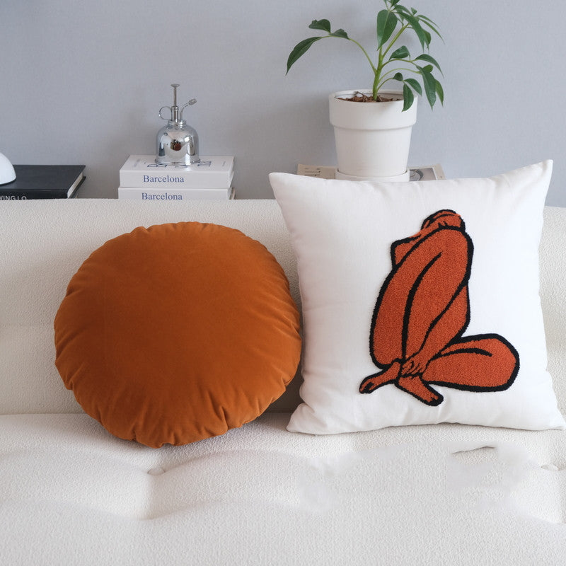 KTX-588627 Nordic Modern Minimalist Houndstooth Plush Pillow Cushion with Removable Cover