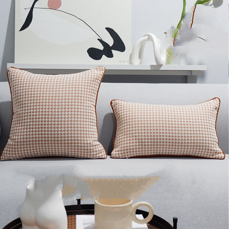 KTX-588627 Nordic Modern Minimalist Houndstooth Plush Pillow Cushion with Removable Cover