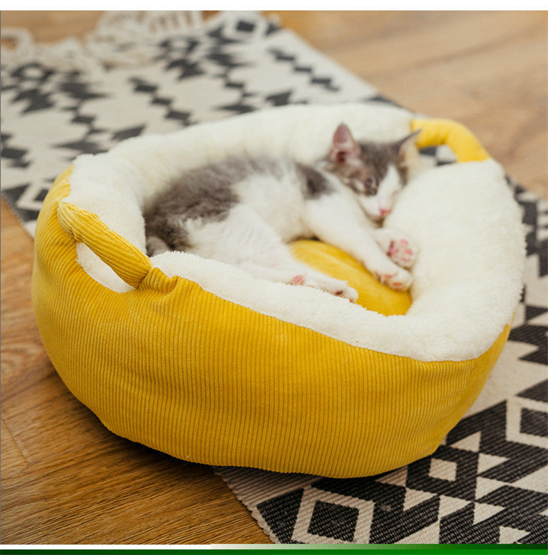 KTX-588755 Plush Cat Sleeping Pad for Small to Medium Pets - Soft Suede Leather, Velvet & PP Cotton, Comfortable Bed