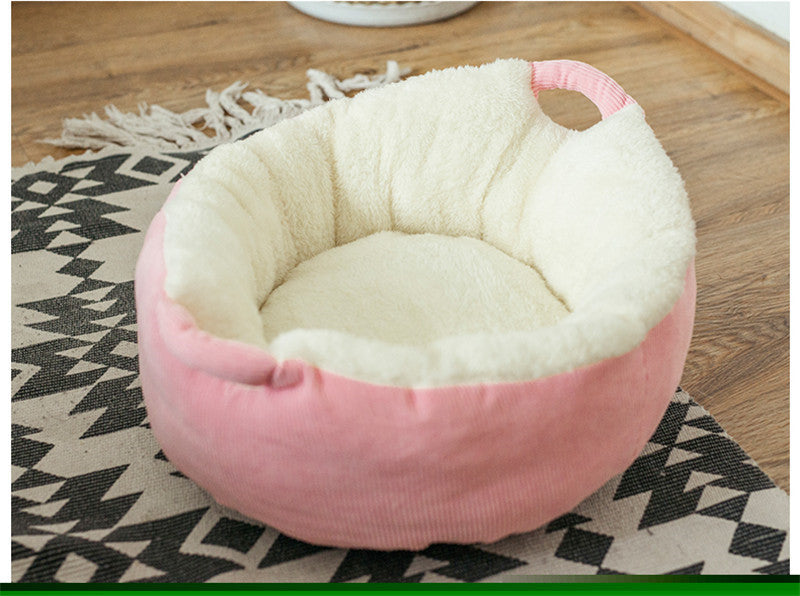 KTX-588755 Plush Cat Sleeping Pad for Small to Medium Pets - Soft Suede Leather, Velvet & PP Cotton, Comfortable Bed