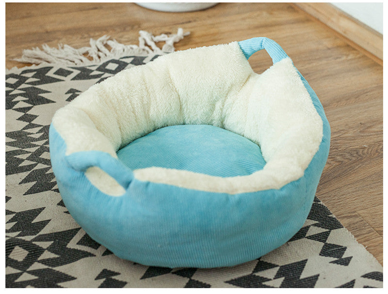 KTX-588755 Plush Cat Sleeping Pad for Small to Medium Pets - Soft Suede Leather, Velvet & PP Cotton, Comfortable Bed