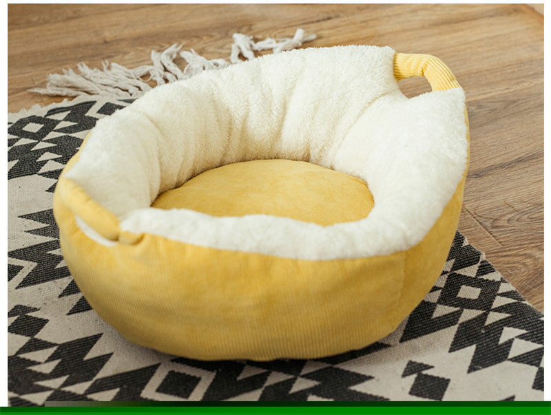 KTX-588755 Plush Cat Sleeping Pad for Small to Medium Pets - Soft Suede Leather, Velvet & PP Cotton, Comfortable Bed