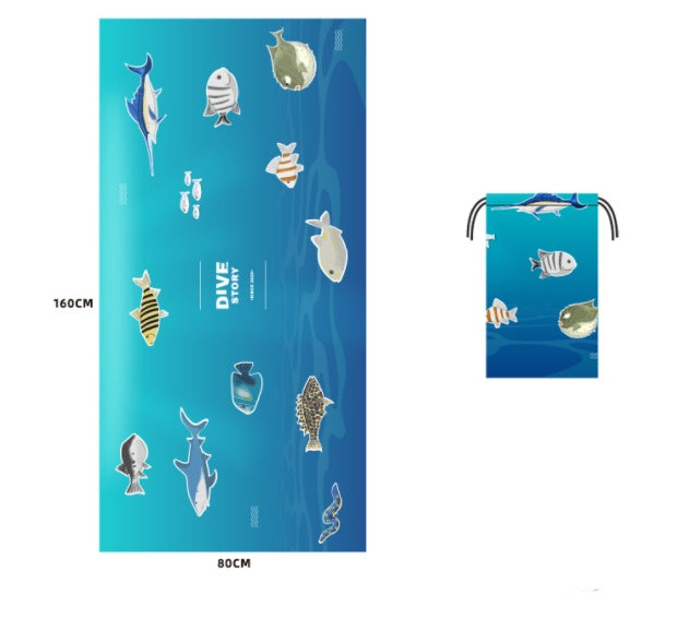 KTX-589203 Microfiber Beach Towel - 80x160cm with Colorful Designs for Pool and Travel