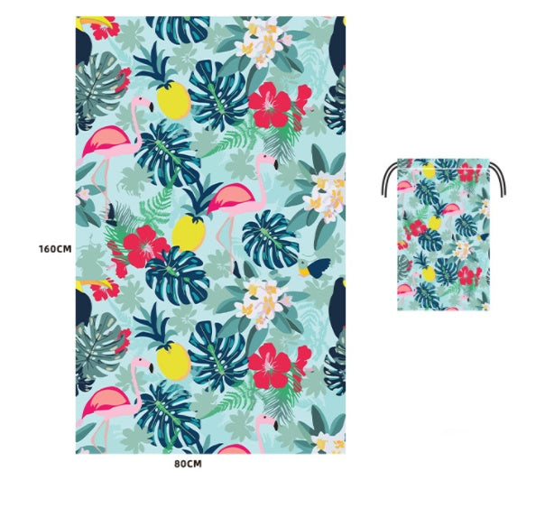 KTX-589203 Microfiber Beach Towel - 80x160cm with Colorful Designs for Pool and Travel