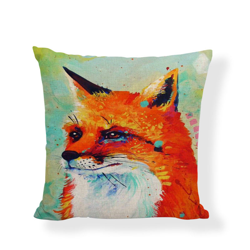 KTX-589523 Flax Sunflower Plush Pillowcase - 45x45cm Animal Pattern Cushion Cover