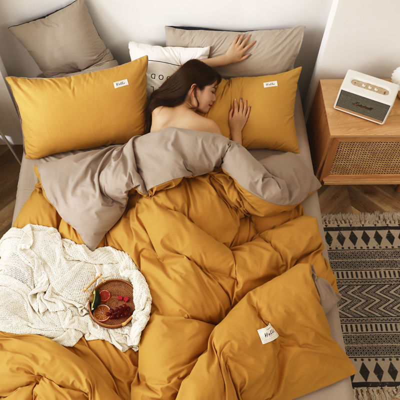 KTX-590099 Brushed Polyester Duvet Cover Bedding Set - Four-Piece Collection in Various Color Combinations