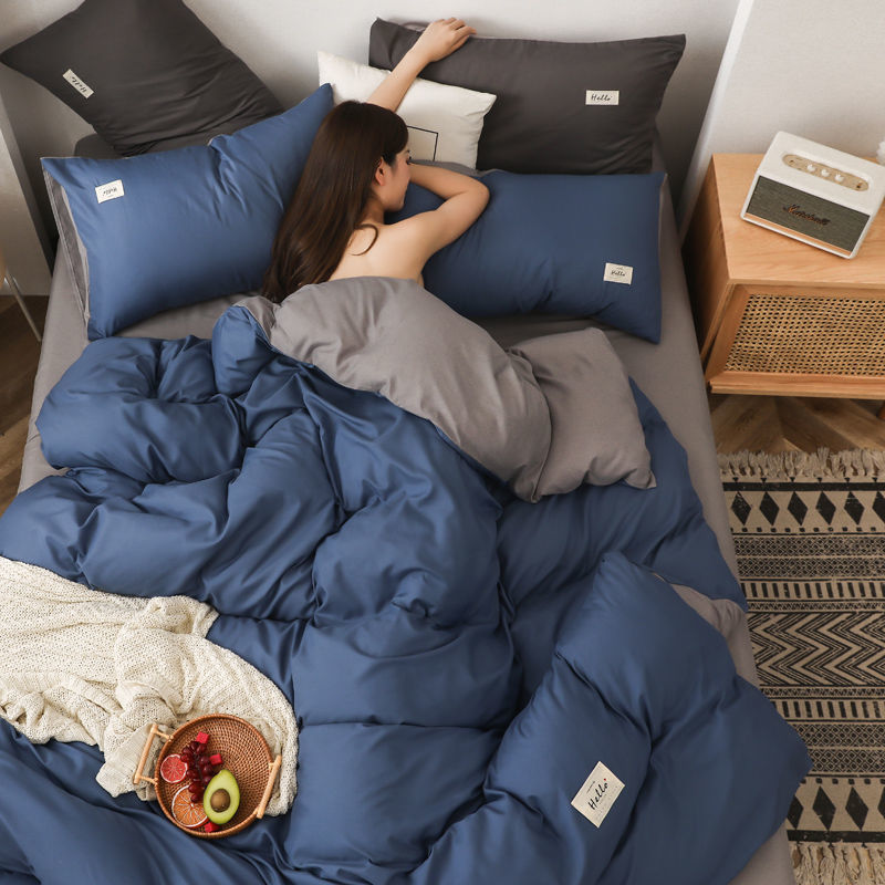 KTX-590099 Brushed Polyester Duvet Cover Bedding Set - Four-Piece Collection in Various Color Combinations