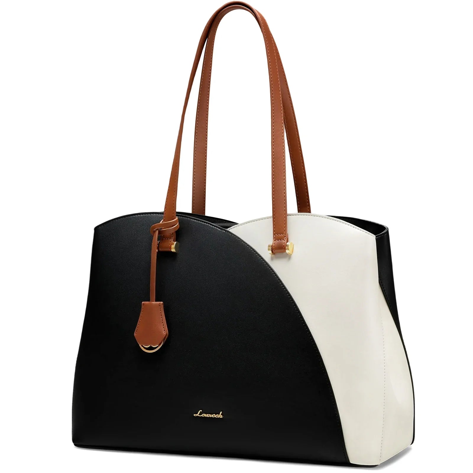 KTX-590163 Vegan Leather Women's Shoulder Bag 15.6 Inch Stylish Tote Handbag