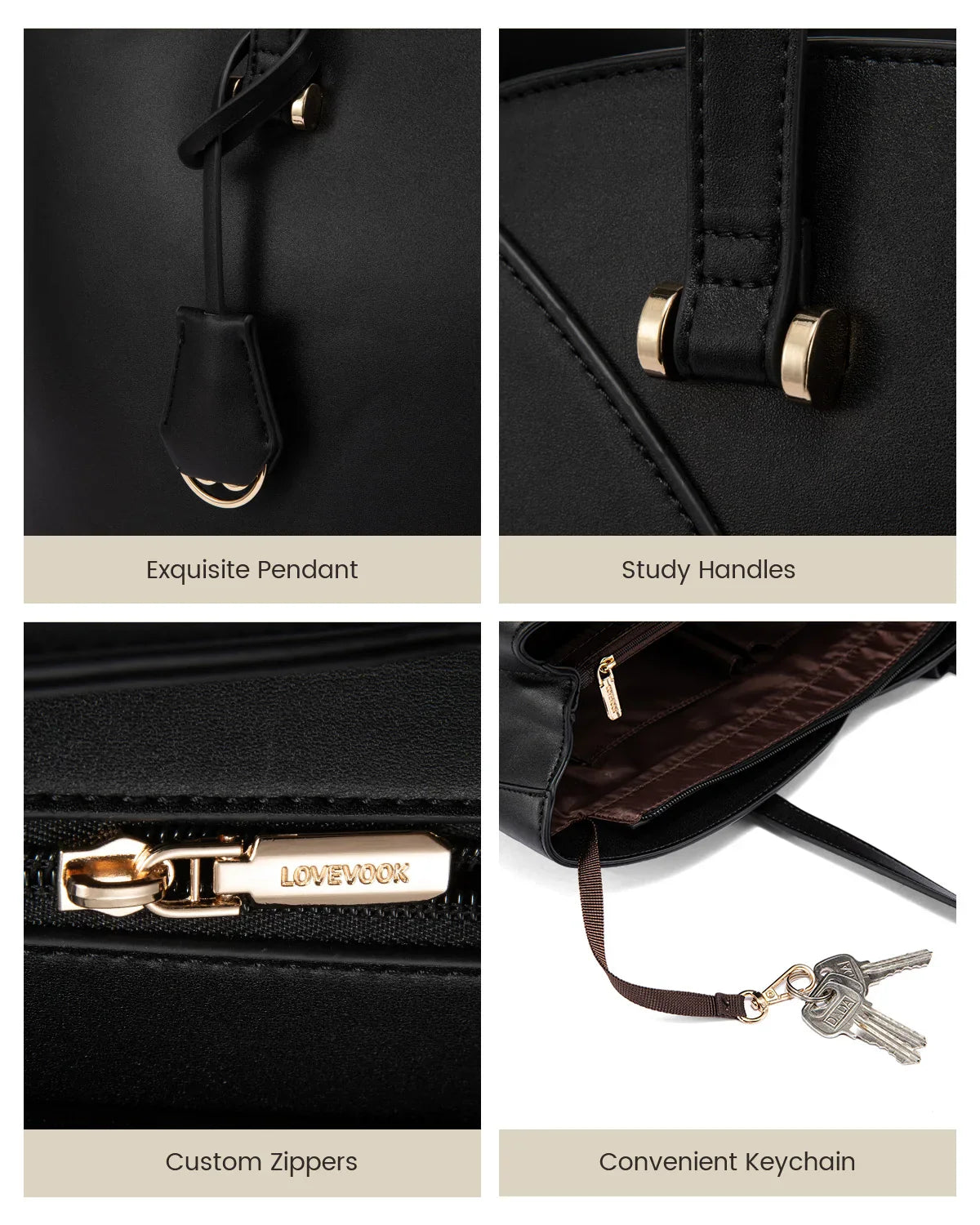 KTX-590163 Vegan Leather Women's Shoulder Bag 15.6 Inch Stylish Tote Handbag