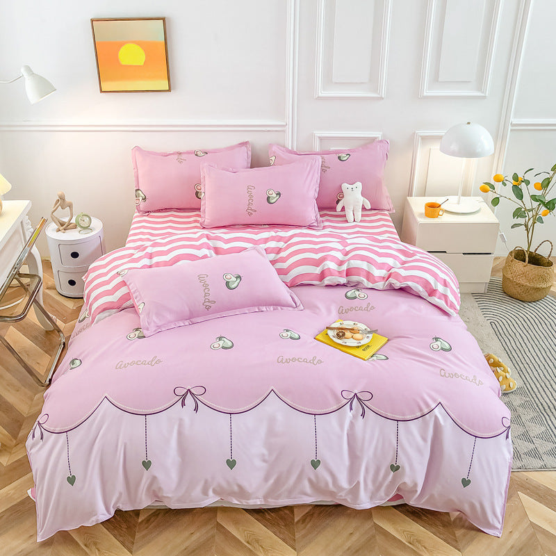 KTX-590931 Cashmere Four-Piece Brushed Quilt Cover and Sheet Set in Multiple Sizes