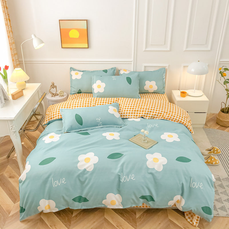 KTX-590931 Cashmere Four-Piece Brushed Quilt Cover and Sheet Set in Multiple Sizes