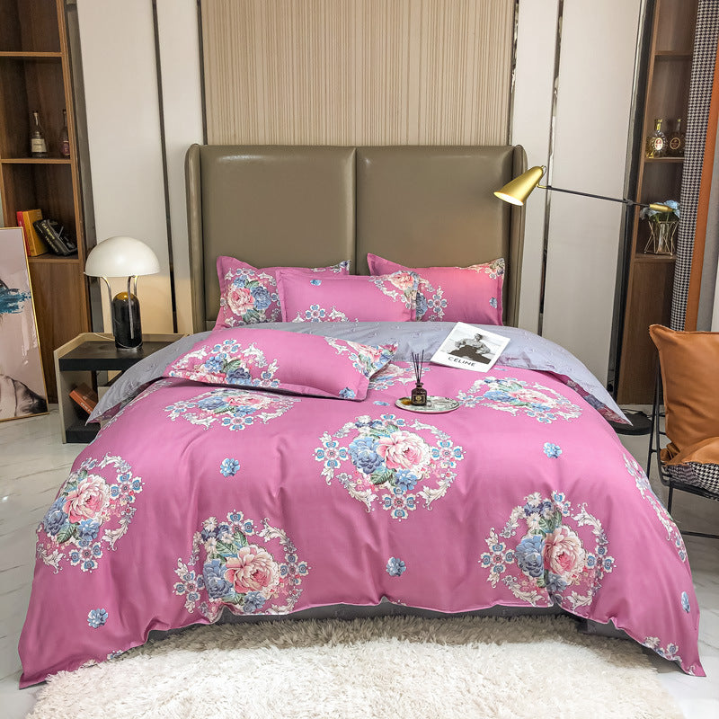 KTX-590931 Cashmere Four-Piece Brushed Quilt Cover and Sheet Set in Multiple Sizes