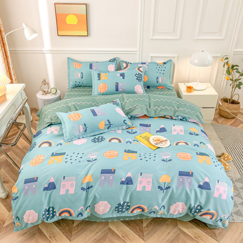 KTX-590931 Cashmere Four-Piece Brushed Quilt Cover and Sheet Set in Multiple Sizes