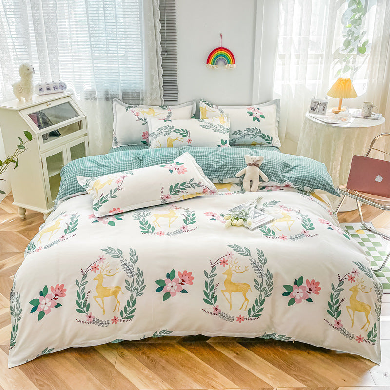 KTX-590931 Cashmere Four-Piece Brushed Quilt Cover and Sheet Set in Multiple Sizes