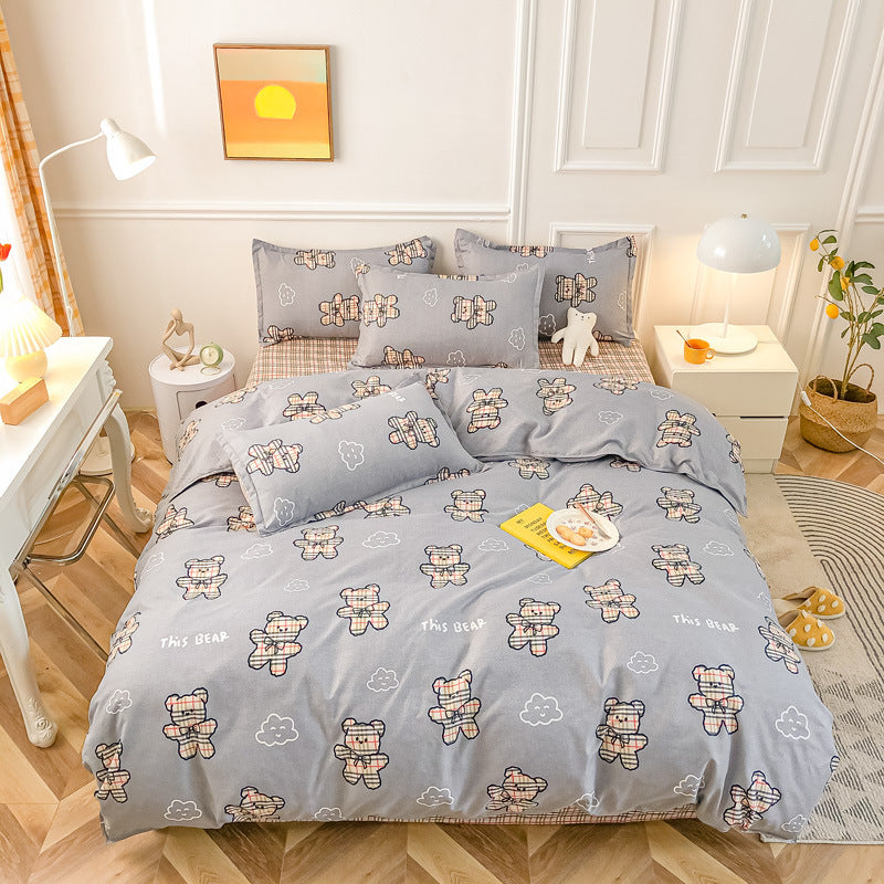 KTX-590931 Cashmere Four-Piece Brushed Quilt Cover and Sheet Set in Multiple Sizes