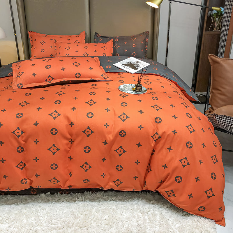 KTX-590931 Cashmere Four-Piece Brushed Quilt Cover and Sheet Set in Multiple Sizes